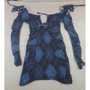 Poster Grl Dolls Kill Royal Learn The Ropes Argyle Pattern Mini Dress Size Large